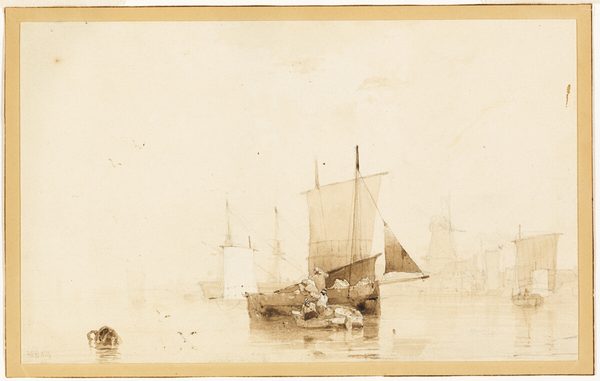 Richard Parkes Bonington, Boats in a Harbor, vers 1824