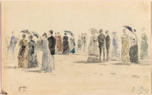 Eugène Boudin, People on the Beach at Trouville, 1864